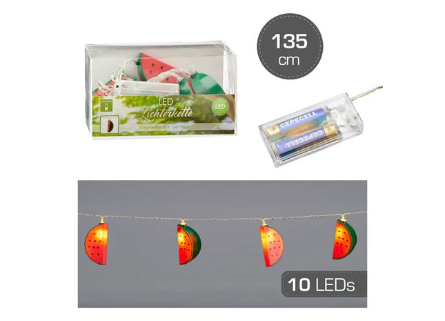 LED-Lichterkette Melone, 10 LEDs, 135 cm - Frische und spielerische Partybeleuchtung TK Gruppe® Grosshandel 