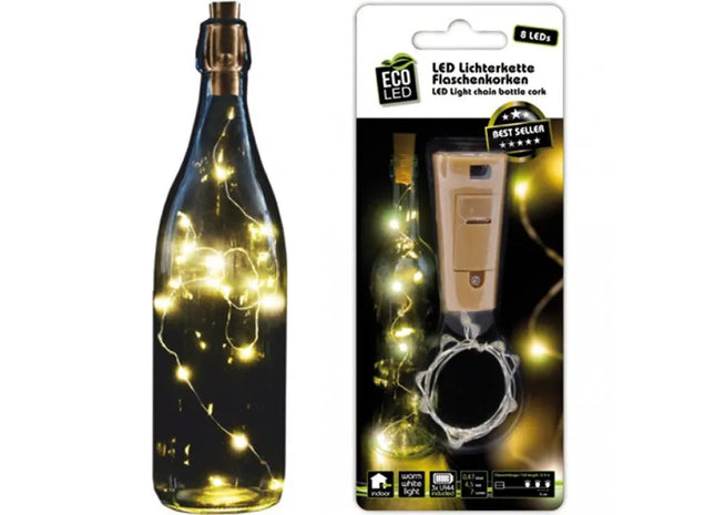 LED-Lichterkette für Flaschen, Korken-Design, 8 LEDs, Innenbereich - Stimmungsvolle Beleuchtung TK Gruppe® Grosshandel 