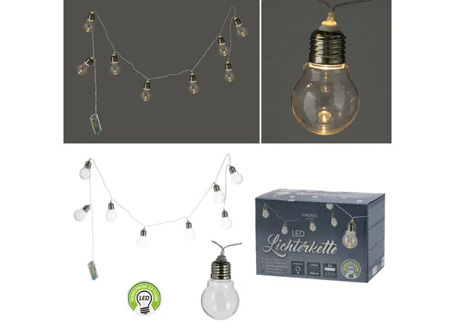 LED Lichterkette, 8 Glühbirnen, Länge 150cm, Dekorative Beleuchtung TK Gruppe® Grosshandel 