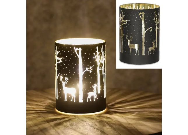 LED-Lichtglas mit Winterlandschaft, 12 cm hoch, 2er Set TK Gruppe® Grosshandel 