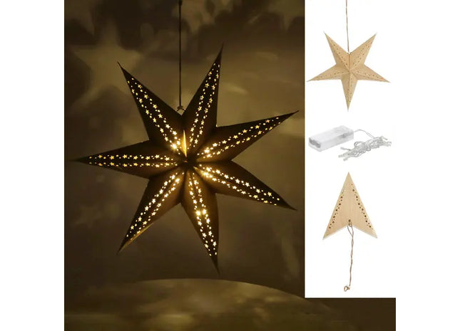 LED-Papierstern mit Zeitschaltuhr, Durchmesser 40 cm – Energiesparend TK Gruppe® Grosshandel 