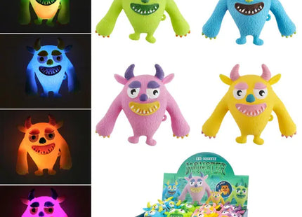 LED Quetschmonster Set, 4 Stück, Leuchtend, ca. 12 cm Hoch TK Gruppe® Grosshandel 