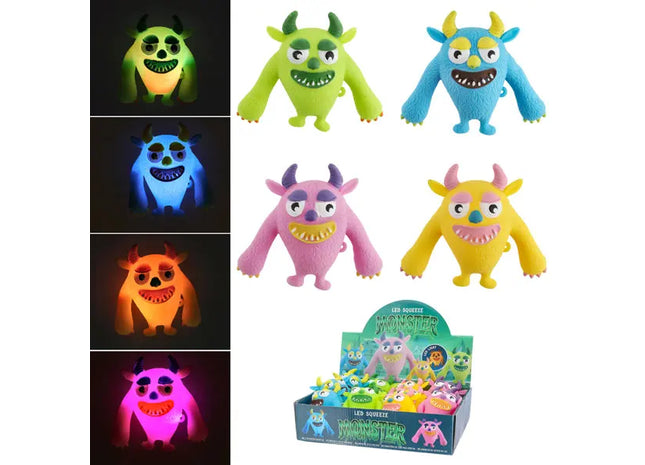 LED Quetschmonster Set, 4 Stück, Leuchtend, ca. 12 cm Hoch TK Gruppe® Grosshandel 