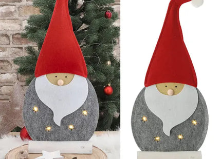 LED Santa Filz stehend grau, ca. 47 cm – Stilvoller Weihnachtsmann | Moderne Weihnachtsbeleuchtung TK Gruppe® Grosshandel 