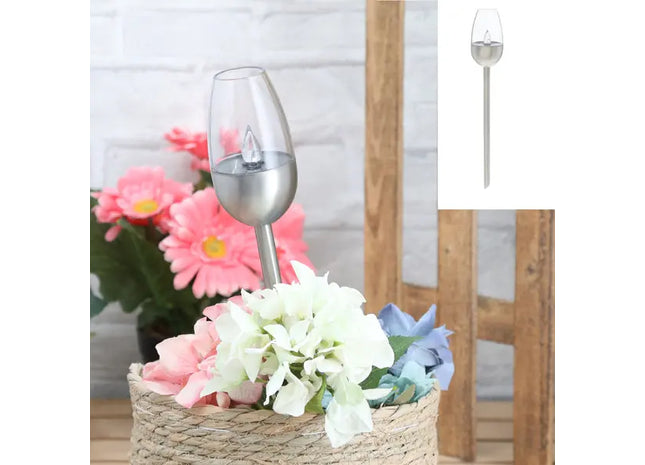 LED Solar Flame Lamp: Stainless Steel, Approx. 40cmH - SEO-Optimized Listing for Enhanced Visibility TK Gruppe® Grosshandel 