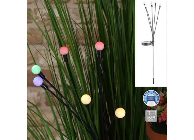 LED Solar Gartenstab, Glühwürmchen, mehrfarbig, ca. 67cmH TK Gruppe® Grosshandel 