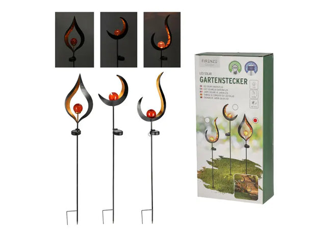 LED Solar Gartenstecker, Höhe ca. 90cm, 3er-Set – Effiziente Außenbeleuchtung TK Gruppe® Grosshandel 
