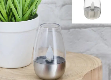 LED Solar Lampe, Tischbeleuchtung, rostfreier Stahl, Höhe ca. 8cm TK Gruppe® Grosshandel 