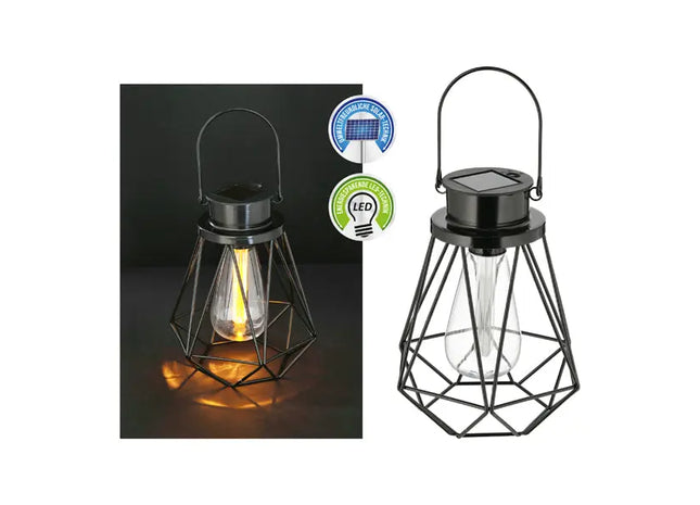 LED Solar Laterne, schwarz, ca. 18cmH - Nachhaltige und stilvolle Außenbeleuchtung TK Gruppe® Grosshandel 