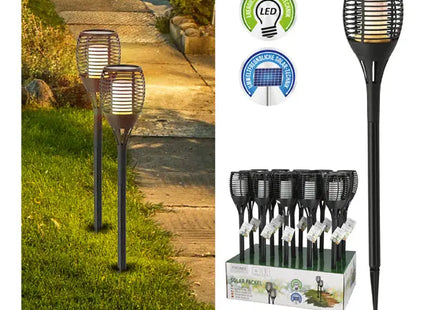 LED-Solarfackel, realistisches Flammenflackern, ca. 75 cm Höhe - Perfekte Außenbeleuchtung TK Gruppe® Grosshandel 