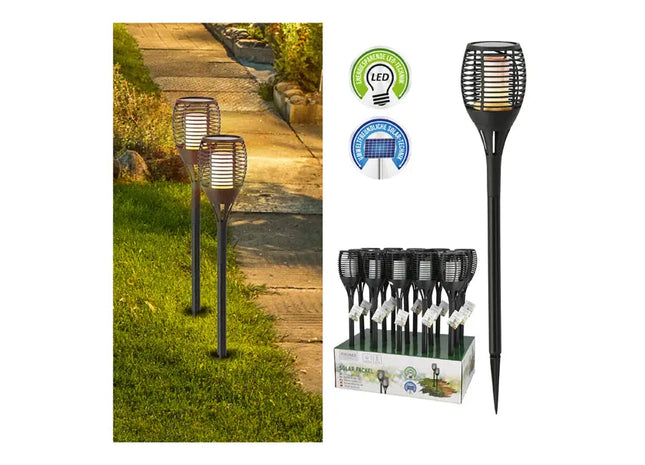 LED-Solarfackel, realistisches Flammenflackern, ca. 75 cm Höhe - Perfekte Außenbeleuchtung TK Gruppe® Grosshandel 