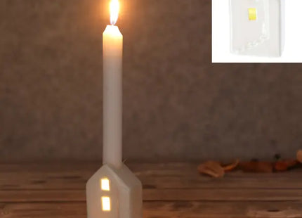 LED Stabkerzenhalter im Haus-Design, Dekorativ, ca. 8cm hoch TK Gruppe® Grosshandel 