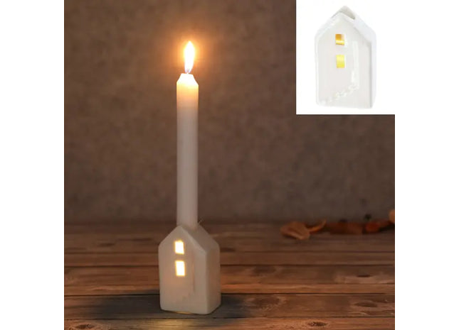 LED Stabkerzenhalter im Haus-Design, Dekorativ, ca. 8cm hoch TK Gruppe® Grosshandel 