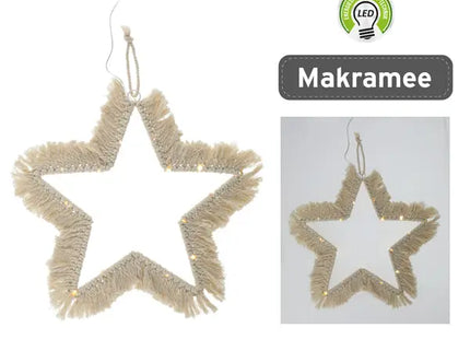 LED Stern Makramee zum Aufhängen, 20 LEDs, Durchmesser Ca. 30cm – Dekoratives Licht TK Gruppe® Grosshandel 