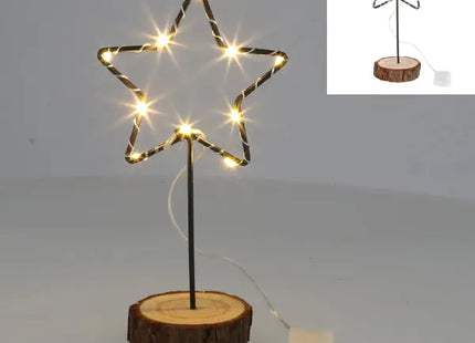 LED Stern auf Holzscheibe, 10 LEDs, ca. 20cm hoch - Rustikale Deko mit festlichem Flair TK Gruppe® Grosshandel 