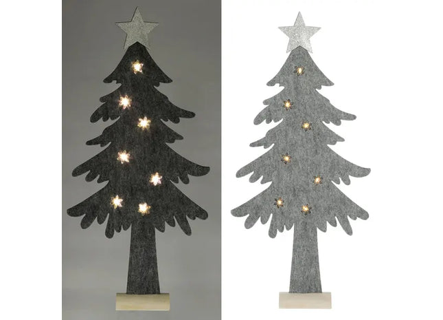 LED Tannenbaum Filz stehend grau, 67 cm – Moderne Festliche Deko | Stilvoller Filz-Tannenbaum mit Beleuchtung TK Gruppe® Grosshandel 