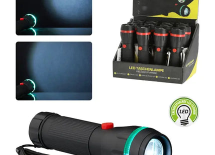 LED Taschenlampe mit Fokussierung, Zoomfunktion, 16x2,5 cm, Leistungsstark TK Gruppe® Grosshandel 