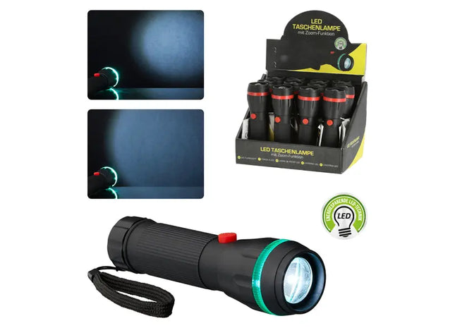 LED Taschenlampe mit Fokussierung, Zoomfunktion, 16x2,5 cm, Leistungsstark TK Gruppe® Grosshandel 