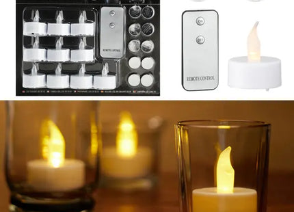 LED Teelicht 10er Set mit Fernbedienung, weiß - Praktisches flammenloses Kerzenset TK Gruppe® Grosshandel 