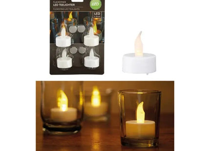 LED-Teelichter-Set, 4 Stück mit Batterien, 4x4cm - Sicher & Langlebige Beleuchtung TK Gruppe® Grosshandel 