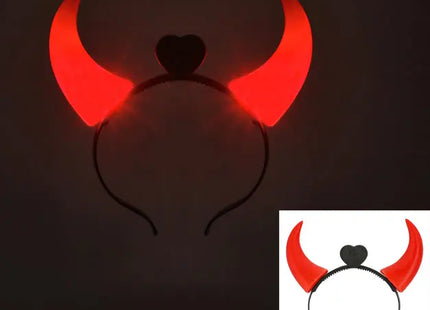 LED Teufelshörner Haarreif, Leuchtend Rot, Ideal für Halloween und Kostümpartys TK Gruppe® Grosshandel 