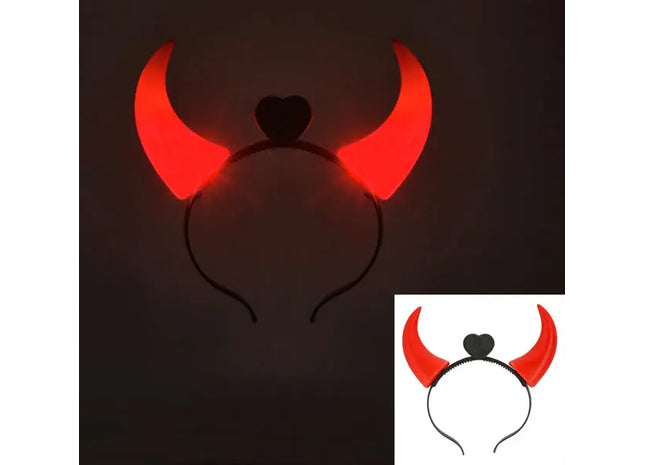 LED Teufelshörner Haarreif, Leuchtend Rot, Ideal für Halloween und Kostümpartys TK Gruppe® Grosshandel 