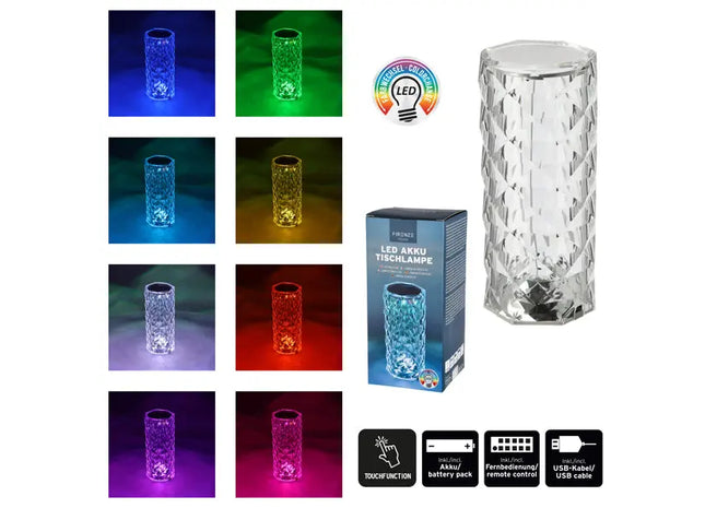 LED Tischlampe im Kristall-Look, 21cm Hoch, Modernes Design TK Gruppe® Grosshandel 