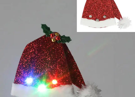 LED Weihnachtsanstecker Santamütze - Leuchtendes Festtagsabzeichen TK Gruppe® Grosshandel 