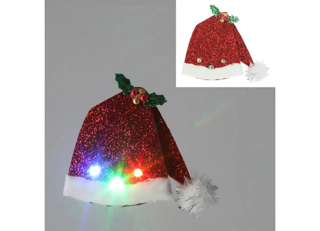 LED Weihnachtsanstecker Santamütze - Leuchtendes Festtagsabzeichen TK Gruppe® Grosshandel 