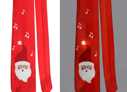 LED Weihnachtskrawatte mit Santa-Motiv, Festlich Leuchtende Krawatte - 100 Zeichen TK Gruppe® Grosshandel 