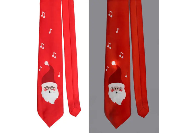 LED Weihnachtskrawatte mit Santa-Motiv, Festlich Leuchtende Krawatte - 100 Zeichen TK Gruppe® Grosshandel 