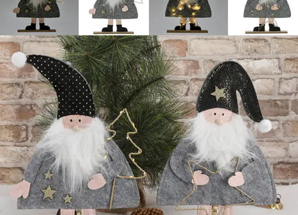 LED Weihnachtsmann aus Filz auf Holzsockel, 2er-Set, ca. 37cmH - Festliche Dekorationsfiguren TK Gruppe® Grosshandel 