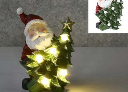 LED Weihnachtsmannfigur mit Tannenbaum, 23 cm - Leuchtende Weihnachtsdeko TK Gruppe® Grosshandel 