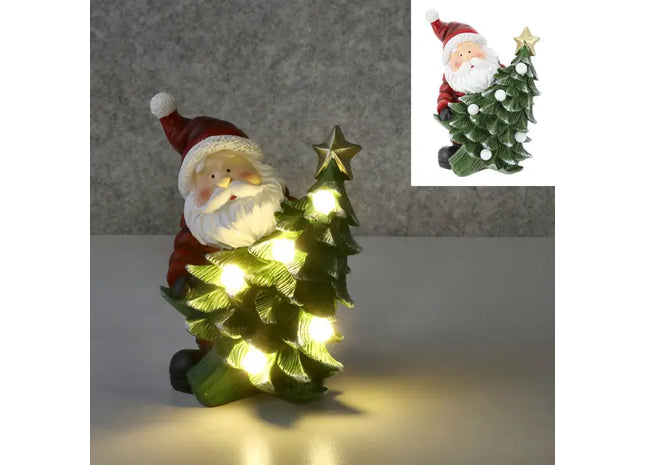 LED Weihnachtsmannfigur mit Tannenbaum, 23 cm - Leuchtende Weihnachtsdeko TK Gruppe® Grosshandel 