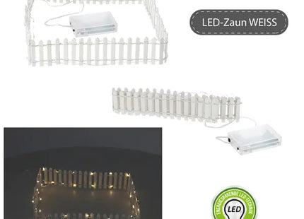 LED Wichtel-Zaun in Weiß, Dekorative Gartenumrandung, ca. 90x5cm TK Gruppe® Grosshandel 