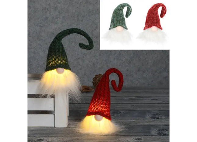 LED Wichtel – Set aus 2, Leuchtende Weihnachtsdeko, ca. 26cm Höhe, Festliche Beleuchtung TK Gruppe® Grosshandel 