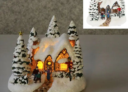 LED-Winterlandschaft mit Familie am Baum, Herzliche Feiertagsdeko, 17x16cm TK Gruppe® Grosshandel 