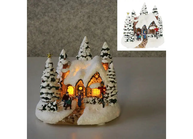 LED-Winterlandschaft mit Familie am Baum, Herzliche Feiertagsdeko, 17x16cm TK Gruppe® Grosshandel 