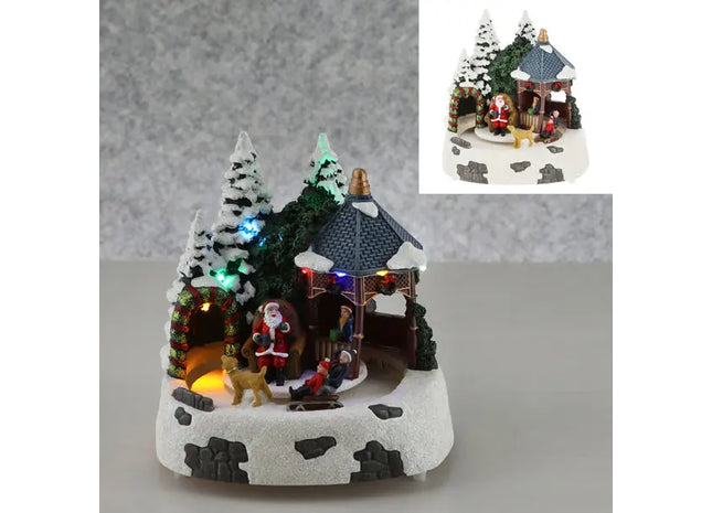 LED-Winterlandschaft mit Hund und Schlitten, Bezaubernde Feiertagsdeko, 20x21cm TK Gruppe® Grosshandel 