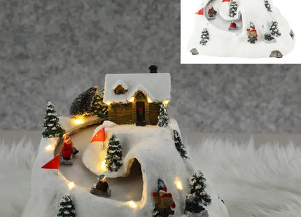 LED-Winterlandschaft mit Rodelbahn, Festliche Rutschbahn-Deko, 25x18cm TK Gruppe® Grosshandel 