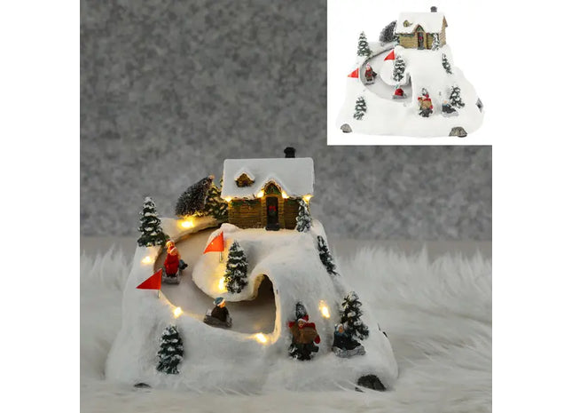 LED-Winterlandschaft mit Rodelbahn, Festliche Rutschbahn-Deko, 25x18cm TK Gruppe® Grosshandel 