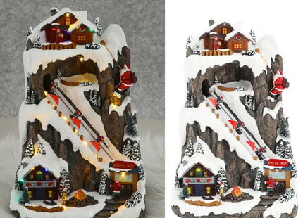 LED-Winterlandschaft mit Skipiste, Beleuchtetes Panorama-Dekor, 26x36cm TK Gruppe® Grosshandel 