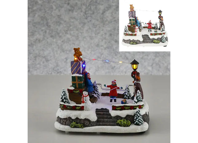 LED-Winterlandschaft mit Springseil, Verspielte Festtagsdeko, 20x19cm TK Gruppe® Grosshandel 