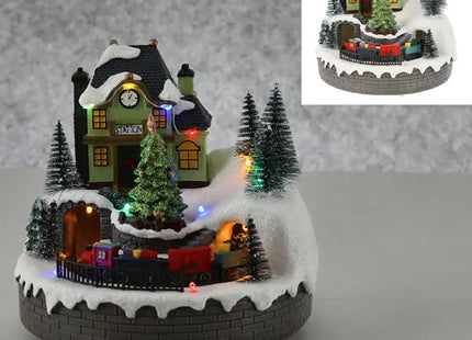 LED-Winterlandschaft mit Zug und Baum, Bezaubernde Feiertagsdeko, 18x17cm TK Gruppe® Grosshandel 