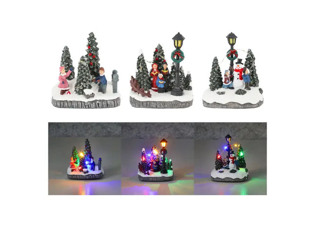 LED-Winterlandschaften im Set, 3 Stück, je 10x12 cm, Festlich TK Gruppe® Grosshandel 