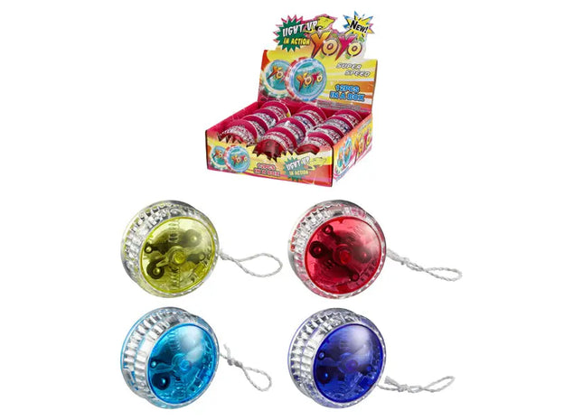 LED YoYo Set, 4 Stück pro Packung, 12 Einheiten im Display, Leuchtspielzeug TK Gruppe® Grosshandel 