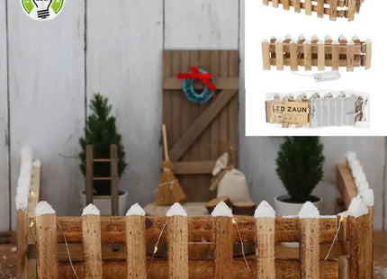 LED-Zaun mit Schneebeschichtung, Naturoptik, ca. 90x10cm TK Gruppe® Grosshandel 