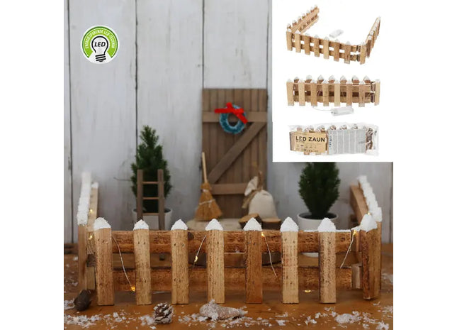 LED-Zaun mit Schneebeschichtung, Naturoptik, ca. 90x10cm TK Gruppe® Grosshandel 