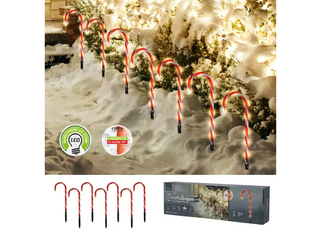 LED Zuckerstangen für Außen - 7 Stück, 47cm Hohe Weihnachtsbeleuchtung TK Gruppe® Grosshandel 