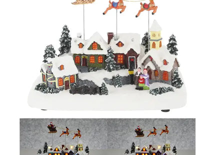 LED-beleuchtete Winterlandschaft mit Santa Schlitten, Festtagsdeko, 29x22cm TK Gruppe® Grosshandel 